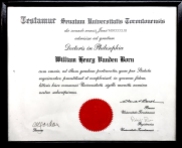 Ph.D. certificate University of Toronto 1961